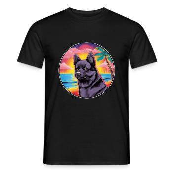 Schwarzer norwegischer Elchhund Hunderasse Buntes Cartoo - Männer T-Shirt - Schwarz - Vorne - AI Model Male 178 light (178cm)