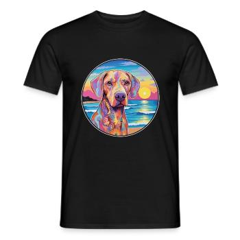 Braque Saint Germain Hunderasse Bunte Karikatur Wa - Männer T-Shirt - Schwarz - Vorne - AI Model Male 178 light (178cm)