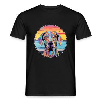 Braque Français Race De Chien Coloré Cartoon Waterco - T-shirt homme - noir - Devant - AI Model Male 178 light (178cm)