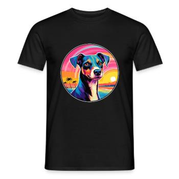 Terrier brésilien race de chien coloré dessin animé eau - T-shirt homme - noir - Devant - AI Model Male 178 light (178cm)
