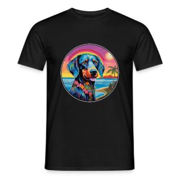 Cao de Gado Transmontano Hunderasse Buntes Cartoo - Männer T-Shirt - Schwarz - Vorne - AI Model Male 178 light (178cm)