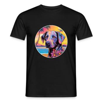 Cao da Serra de Aires Hunderasse Bunte Karikatur W - Männer T-Shirt - Schwarz - Vorne - AI Model Male 178 light (178cm)