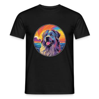 Caucasian Shepherd Dog Breed Colorful Cartoon Wate - Men's T-Shirt - black - Front - AI Model Male 178 light (178cm)