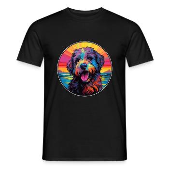 Bouvier des Ardennes Hunderasse bunte Karikatur wa - Männer T-Shirt - Schwarz - Vorne - AI Model Male 178 light (178cm)