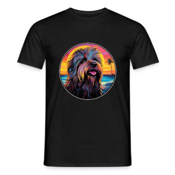 Briard Dog Breed Colorful Cartoon Watercolor - Men's T-Shirt - black - Front - AI Model Male 178 light (178cm)