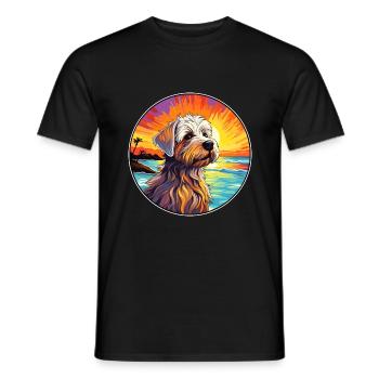 Cao De Seo Miguel Dog Breed Colorful Cartoon Water - Men's T-Shirt - black - Front - AI Model Male 178 light (178cm)