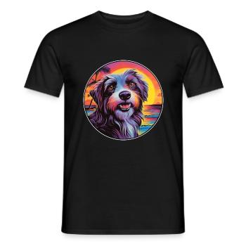 Catalan Sheepdog Dog Breed Colorful Cartoon Waterc - Men's T-Shirt - black - Front - AI Model Male 178 light (178cm)