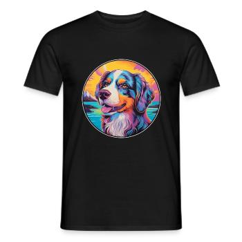 Caucasian Ovcharka Dog Breed Colorful Cartoon Wate - Men's T-Shirt - black - Front - AI Model Male 178 light (178cm)