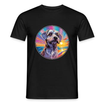 Cesky Terrier Hunderasse Bunte Karikatur Watercolo - Männer T-Shirt - Schwarz - Vorne - AI Model Male 178 light (178cm)