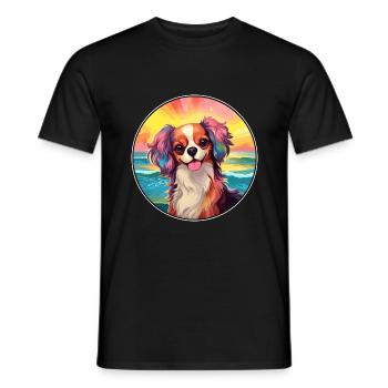 Continental Toy Spaniel Chien Race Coloré Dessin Animé - T-shirt homme - noir - Devant - AI Model Male 178 light (178cm)