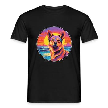 Dingo-Hunderasse Buntes Cartoon-Aquarell - Männer T-Shirt - Schwarz - Vorne - AI Model Male 178 light (178cm)