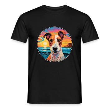 Chilean Fox Terrier Dog Breed Colorful Cartoon Wat - Men's T-Shirt - black - Front - AI Model Male 178 light (178cm)