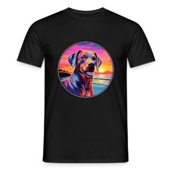 Cimarron Uruguayo Dog Breed Colorful Cartoon Water - Men's T-Shirt - black - Front - AI Model Male 178 light (178cm)