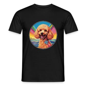 Schnurpudel Hunderasse Bunte Karikatur Watercolo - Männer T-Shirt - Schwarz - Vorne - AI Model Male 178 light (178cm)