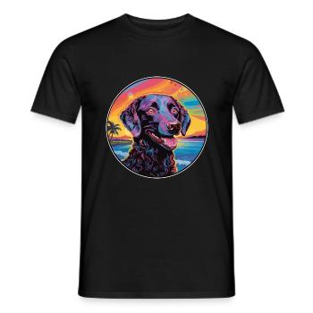 Curly Coated Retriever Dog Breed Colorful Cartoon - Men's T-Shirt - black - Front - AI Model Male 178 light (178cm)