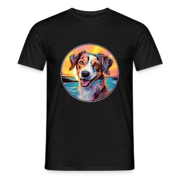 Danois Suédois Farmdog Race Chien Coloré Cartoon - T-shirt homme - noir - Devant - AI Model Male 178 light (178cm)