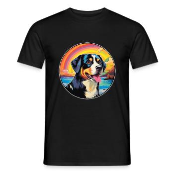 Entlebucher Mountain Dog Breed Coloré Cartoon Wa - T-shirt homme - noir - Devant - AI Model Male 178 light (178cm)