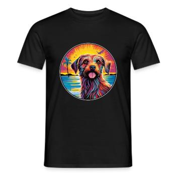 Dutch Smoushond Dog Breed Colorful Cartoon Waterco - Men's T-Shirt - black - Front - AI Model Male 178 light (178cm)