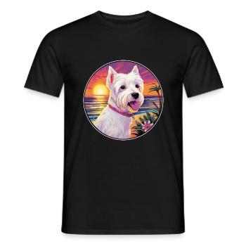 Anglais Terrier Blanc Chien Race Coloré Cartoon W - T-shirt homme - noir - Devant - AI Model Male 178 light (178cm)