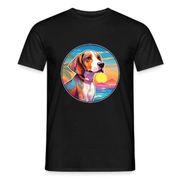 English Foxhound Dog Breed Colorful Cartoon Waterc - Men's T-Shirt - black - Front - AI Model Male 178 light (178cm)