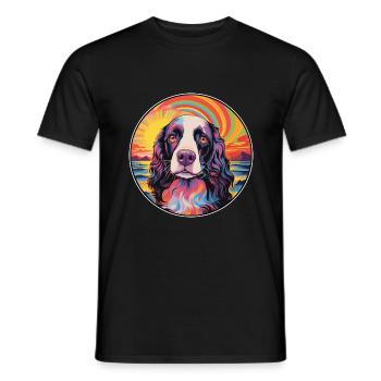 English Springer Spaniel Hunderasse Bunt Cartoo - Männer T-Shirt - Schwarz - Vorne - AI Model Male 178 light (178cm)