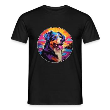 Estrela Chien De Montagne Race Coloré Cartoon Waterc - T-shirt homme - noir - Devant - AI Model Male 178 light (178cm)