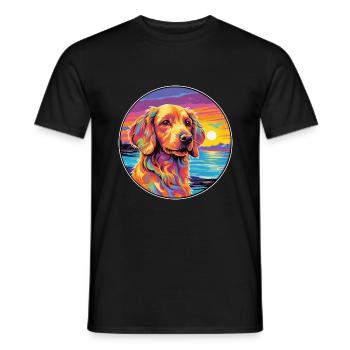 Fauve De Bretagne Dog Breed Colorful Cartoon Water - Men's T-Shirt - black - Front - AI Model Male 178 light (178cm)