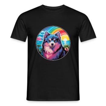 Finnish Lapphund Dog Breed Colorful Cartoon Waterc - Men's T-Shirt - black - Front - AI Model Male 178 light (178cm)