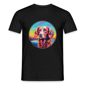 Français Bretagne chien race coloré dessin animé Waterco - T-shirt homme - noir - Devant - AI Model Male 178 light (178cm)