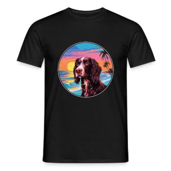 German Longhaired Pointer Dog Breed Colorful Carto - Men's T-Shirt - black - Front - AI Model Male 178 light (178cm)
