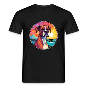 Deutsche Boxerhunderasse buntes Karikatur-Aquarell - Männer T-Shirt - Schwarz - Vorne - AI Model Male 178 light (178cm)