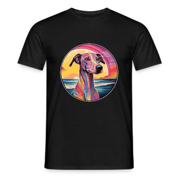 Galgo Español Hunderasse Bunte Karikatur Watercolo - Männer T-Shirt - Schwarz - Vorne - AI Model Male 178 light (178cm)