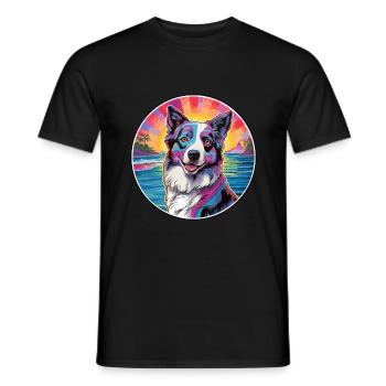 Georgischer Schäferhund Rasse Buntes Karikatur Wasser - Männer T-Shirt - Schwarz - Vorne - AI Model Male 178 light (178cm)