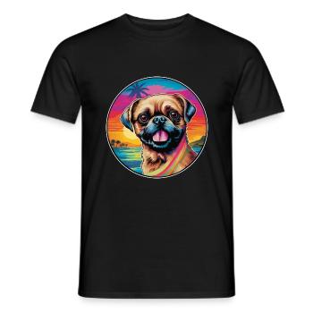 Griffon Bruxellois Dog Breed Colorful Cartoon Wate - Men's T-Shirt - black - Front - AI Model Male 178 light (178cm)