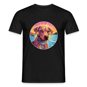 Havenese chien race coloré dessin animé aquarelle - T-shirt homme - noir - Devant - AI Model Male 178 light (178cm)