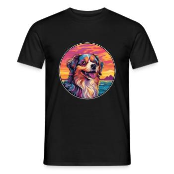 Himalayan Sheepdog Dog Breed Colorful Cartoon Wate - Men's T-Shirt - black - Front - AI Model Male 178 light (178cm)