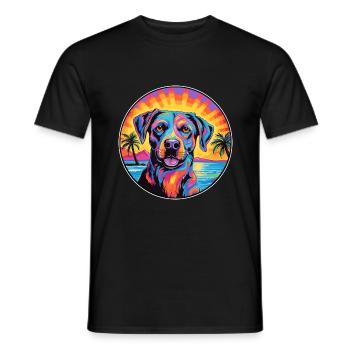 Kai Ken chien race coloré dessin animé aquarelle - T-shirt homme - noir - Devant - AI Model Male 178 light (178cm)