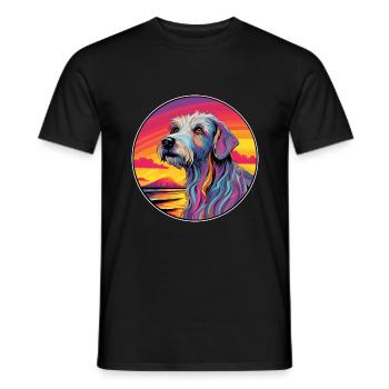 Irish Wolfhound Dog Breed Colorful Cartoon Waterco - Men's T-Shirt - black - Front - AI Model Male 178 light (178cm)