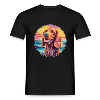 Irischer Setter Hund Rasse Buntes Karikatur Aquarell - Männer T-Shirt - Schwarz - Vorne - AI Model Male 178 light (178cm)