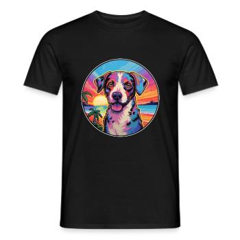 Jamthund Dog Breed Colorful Cartoon Watercolor - Men's T-Shirt - black - Front - AI Model Male 178 light (178cm)