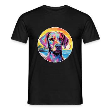 Kyi Leo Hund Rasse Bunte Karikatur Aquarell - Männer T-Shirt - Schwarz - Vorne - AI Model Male 178 light (178cm)