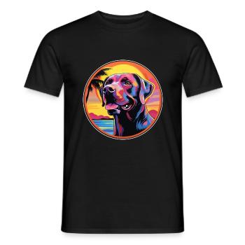 Labrador Hunderasse Bunte Karikatur Aquarell - Männer T-Shirt - Schwarz - Vorne - AI Model Male 178 light (178cm)