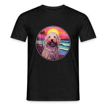 Komondor Dog Breed Aquarelle de dessin animé coloré - T-shirt homme - noir - Devant - AI Model Male 178 light (178cm)