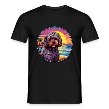 Lagotto Romagnolo Dog Breed Colorful Cartoon Water - Men's T-Shirt - black - Front - AI Model Male 178 light (178cm)