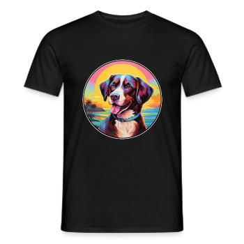 Laufhund Hunderasse buntes Karikatur-Aquarell - Männer T-Shirt - Schwarz - Vorne - AI Model Male 178 light (178cm)