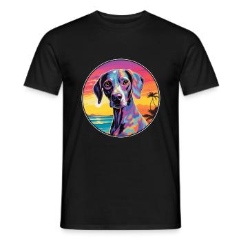 Leopard Cur Dog Breed Colorful Cartoon Watercolor - Men's T-Shirt - black - Front - AI Model Male 178 light (178cm)