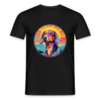 Lettische Jagdhundrasse Bunte Karikatur Watercolo - Männer T-Shirt - Schwarz - Vorne - AI Model Male 178 light (178cm)