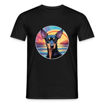 Manchester Terrier Race De Chien Coloré Cartoon Wate - T-shirt homme - noir - Devant - AI Model Male 178 light (178cm)