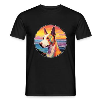 Miniatur Bullterrier Hunderasse Bunte Karikatur - Männer T-Shirt - Schwarz - Vorne - AI Model Male 178 light (178cm)