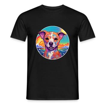 Chien d’Asie Moyenne Ovtcharka Race Coloré Dessin Animé - T-shirt homme - noir - Devant - AI Model Male 178 light (178cm)
